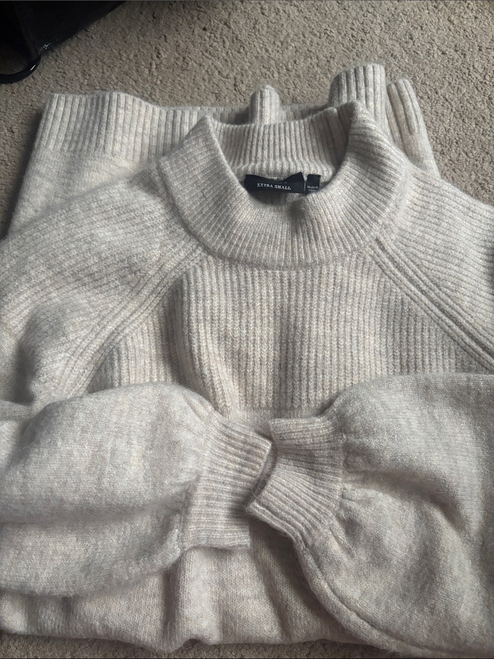 Vici Cream Ribbed Mock Neck Sweater Dress